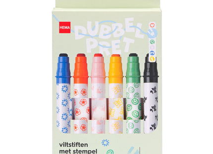 felt-tip pens with stamp - 6 pcs