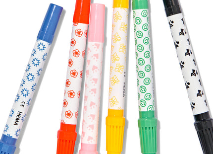 felt-tip pens with stamp - 6 pcs