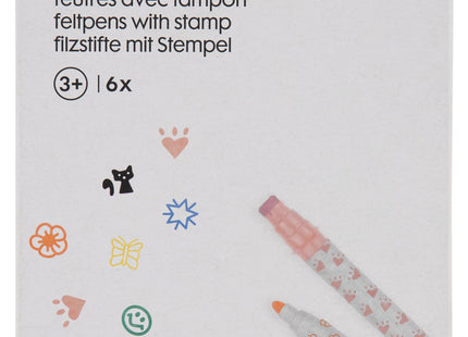 felt-tip pens with stamp - 6 pcs