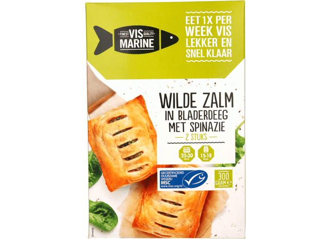 Vis Marine Wilde Zalm in bladerdeeg met spinazie