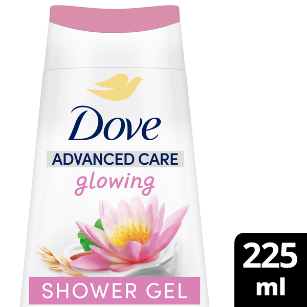 Dove Care by Nature shower gel glowing