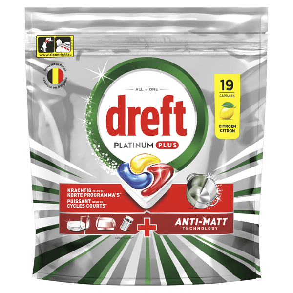 Dreft Platinum dishwasher capsules lemon