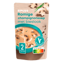 Soep in zak champignonsoep