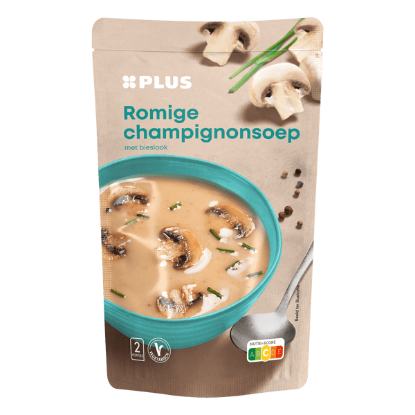 Soep in zak champignonsoep