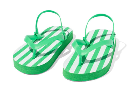 children's flip flops stripes green