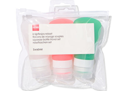 knijpflesjes reisset siliconen 60 ml - 3 stuks  Dutchshopper