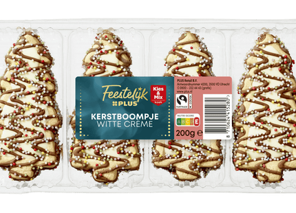 Feestelijk  Kerstboomkoekjes witte creme Fairtrade