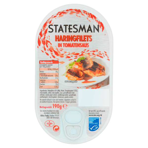 Statesman Heringsfilets in Tomatensauce MSC