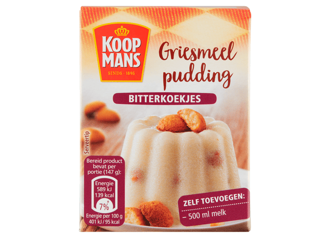 Koopmans Griesmeelpudding bitterkoekjes