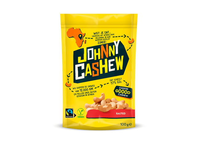 Johnny Cashew Gebrand Gezouten 100g