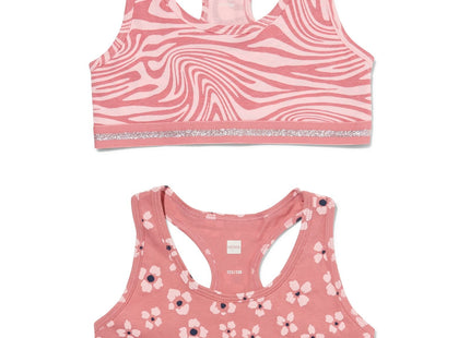 children's crop tops stretch cotton - 2 pieces old pink