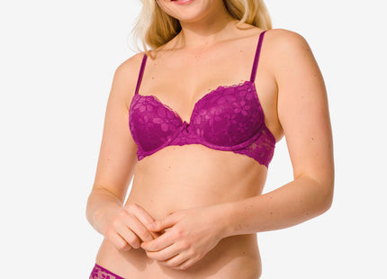 women's brazilian with lace bright pink