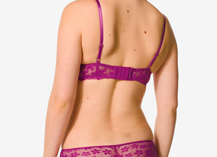 women's brazilian with lace bright pink