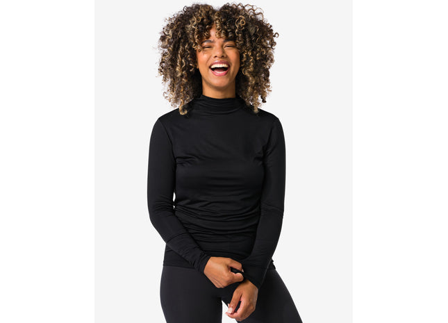 dames temptech shirt met col zwart