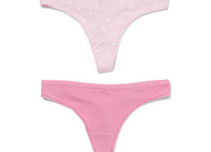 women's thongs stretch cotton - 2 pieces pink