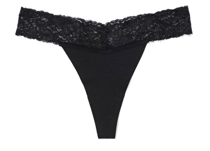 women's thong cotton with lace black