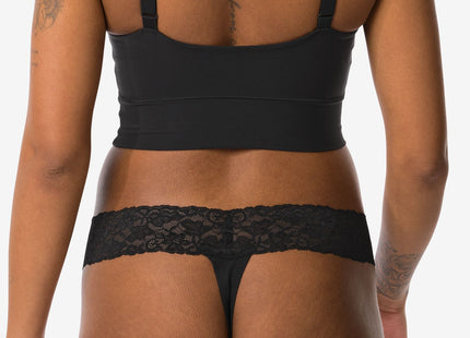 women's thong cotton with lace black