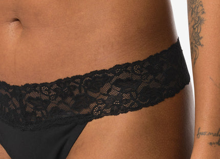 women's thong cotton with lace black