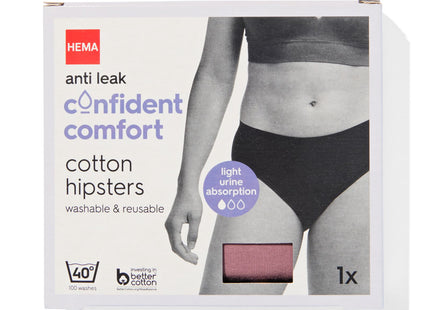 Leakproof cotton hipster for light urine loss old pink