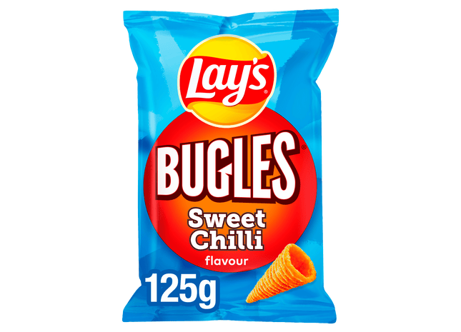 Legt Bugles-Chips mit süßem Chili