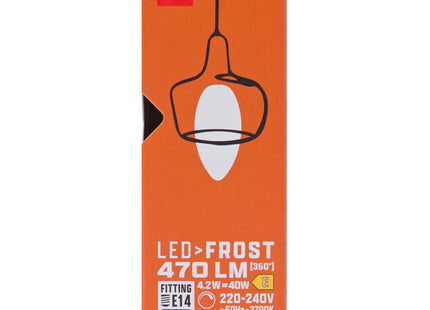 led kaars glass frost E14 4.2W 470lm dim