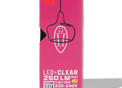 led kaars clear E14 2.1W 250lm