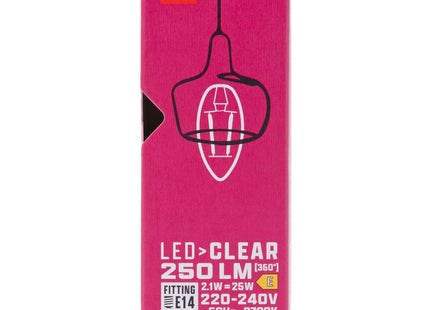 led kaars clear E14 2.1W 250lm