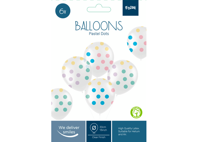 Folat Ballonnen pastel dots 33 cm