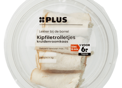 Kipfiletrolletjes kruiden roomkaas