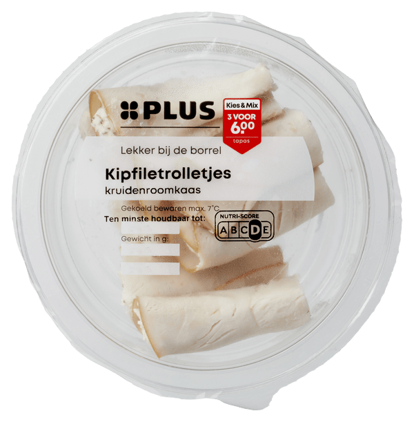 Kipfiletrolletjes kruiden roomkaas