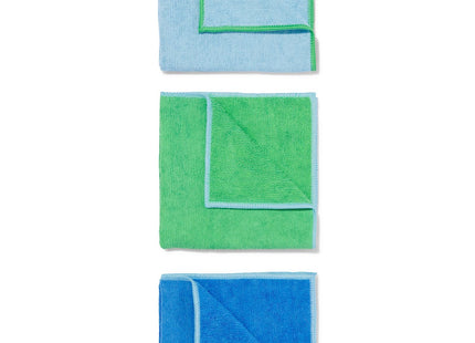 microvezeldoekjes 35x35 groen/blauw - 3 stuks