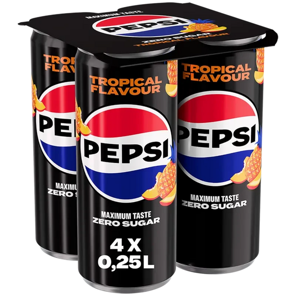 Pepsi Tropical flavour zero sugar 4-pack