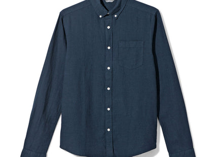 men's shirt with linen dark blue