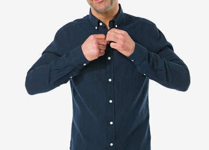 men's shirt with linen dark blue