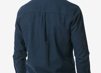 men's shirt with linen dark blue