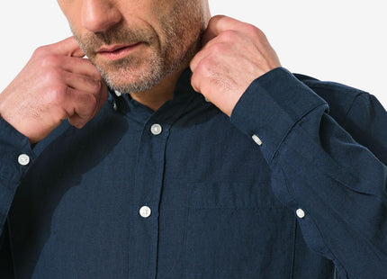 men's shirt with linen dark blue