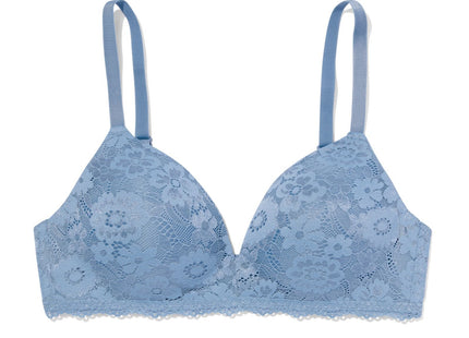 padded bra with lace without underwire blue