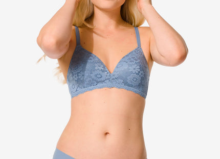 padded bra with lace without underwire blue