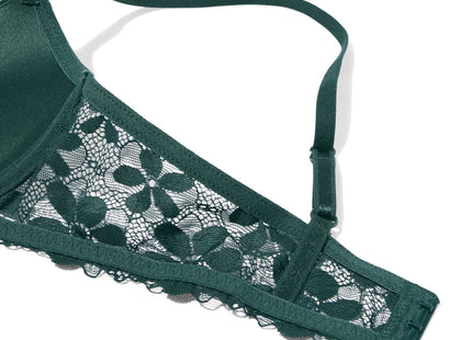 padded push-up bra with lace and underwire green