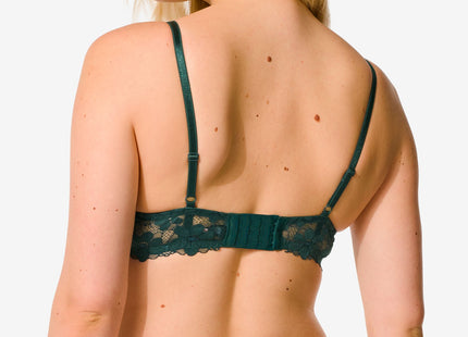 padded push-up bra with lace and underwire green