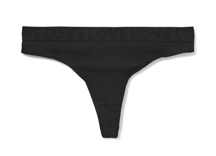 women's thong cotton love black