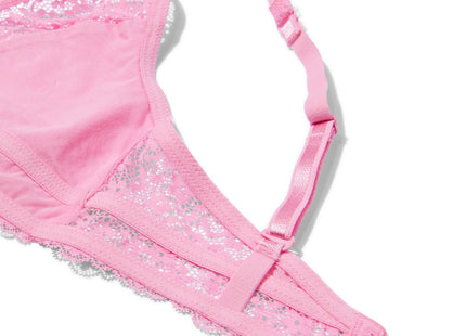 bralette met kant fluor roze