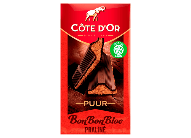 Côte d'Or BonBonBloc Chocoladereep Praliné Puur