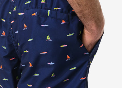 men's swimming trunks boats dark blue