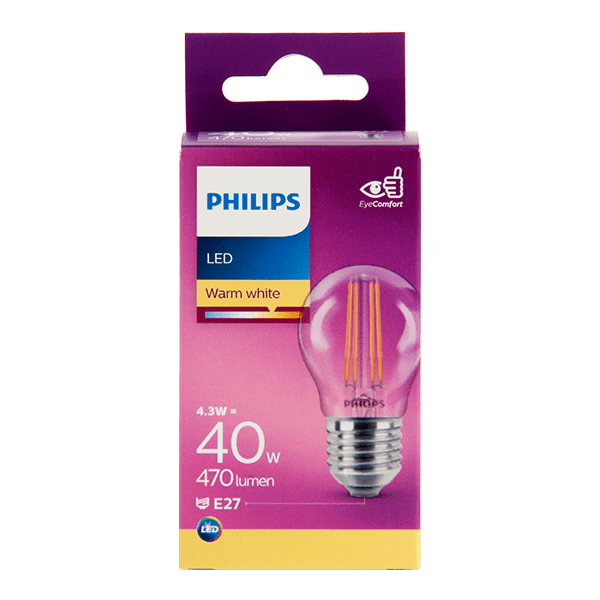 Philips LED filament globe 40W E27 box