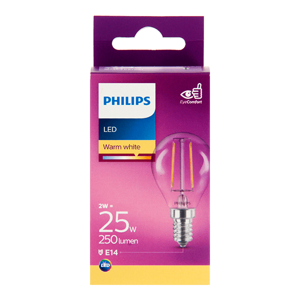 Philips LED-Filament-Kugellampe 25W E14 Box