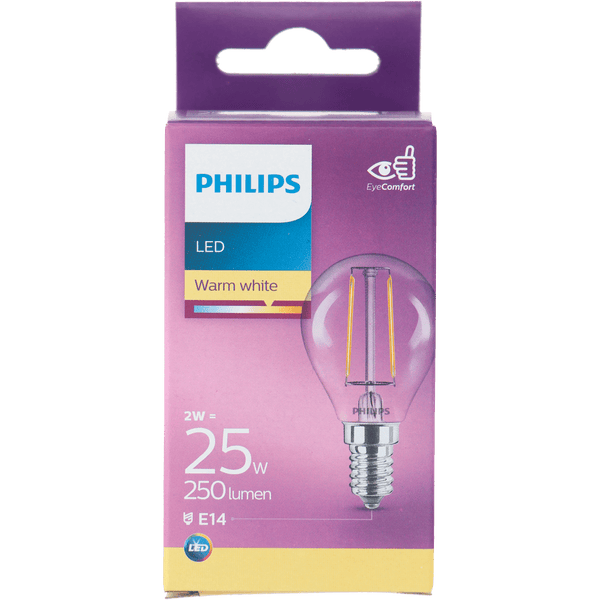Philips LED filament ball bulb 25W E14 box