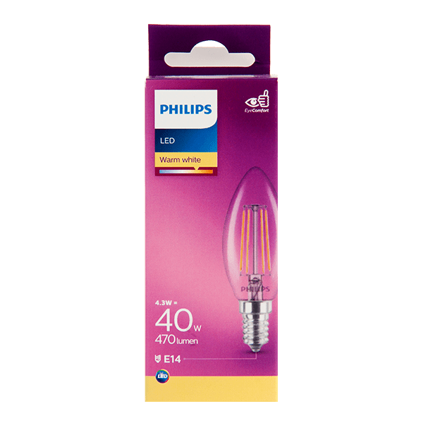 Philips LED-Glühfadenkerze 40W E14 Box