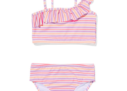 kinder bikini asymmetrisch met strepen multi