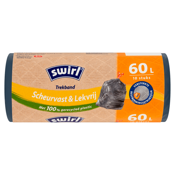 Swirl Vuilniszakken Trekband Grijs 60L